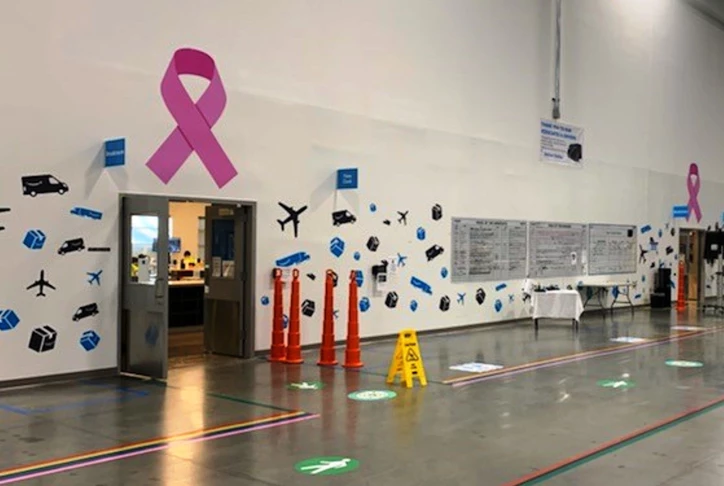 Wall & Floor Graphics for direction and Breast Cancer Awareness